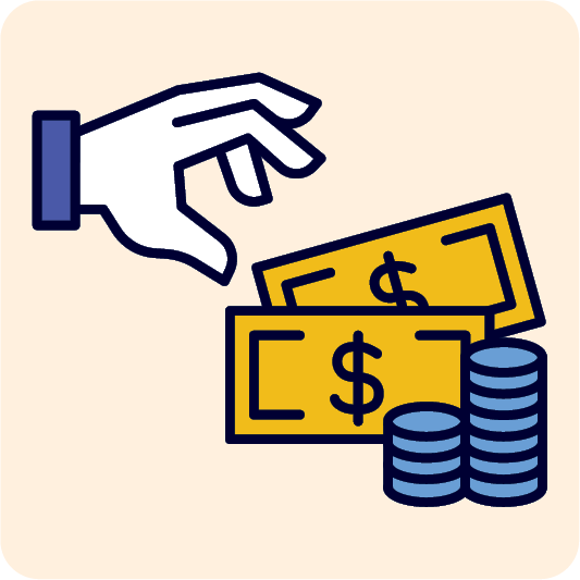 A hand reaching out to grab money.
