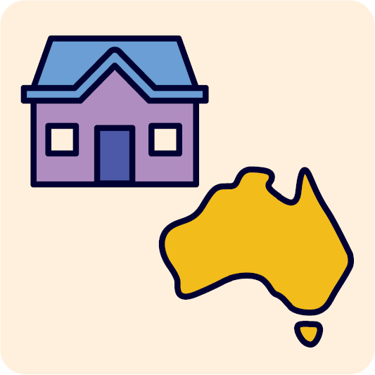 A house and a map of Australia.