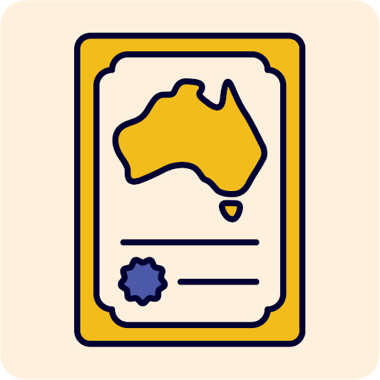 A legal document that shows a map of Australia.