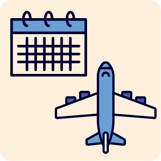 A calendar and an airplane.