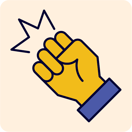 A fist punching something.