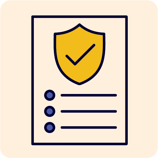 A document with a safety icon on it.