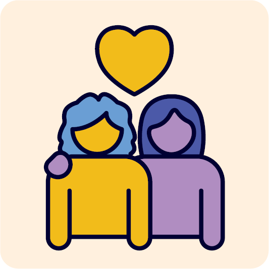 2 people with their arms around each other.