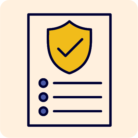 A document with a safety icon on it.