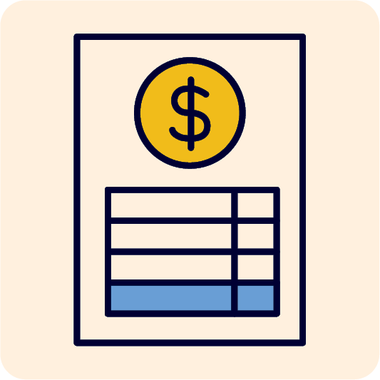 A document with a money icon on it.