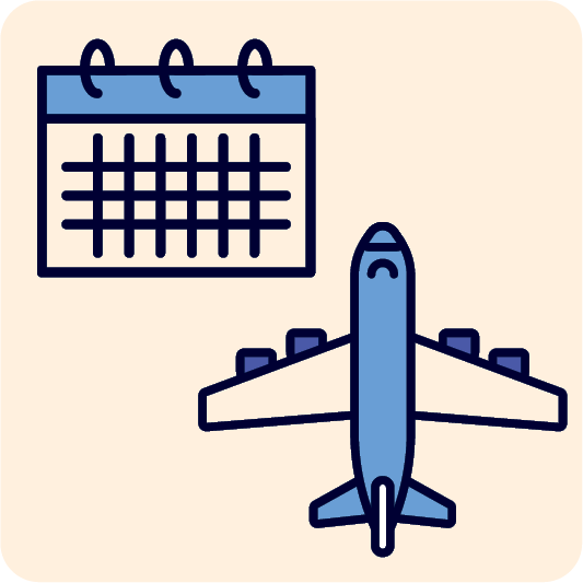 A calendar and an airplane.