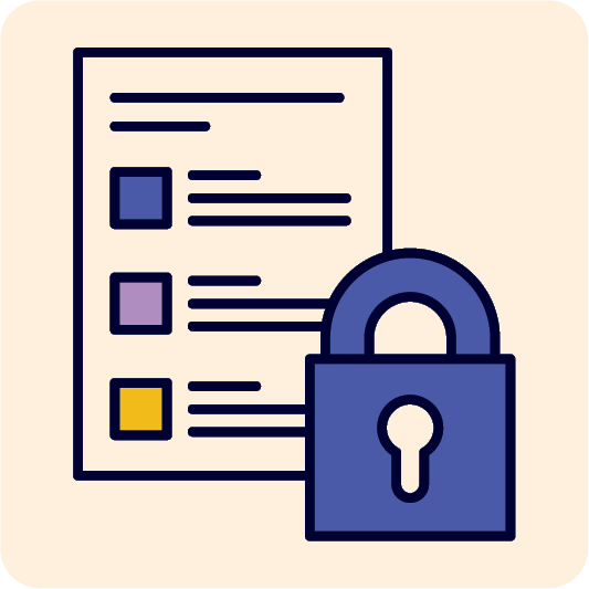 A document with a locked padlock in front of it.