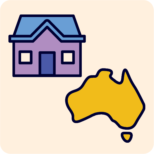 A house and a map of Australia.