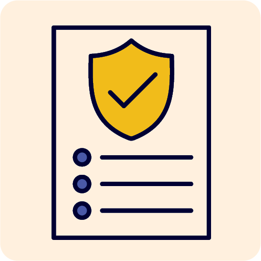 A document with a safety icon on it.